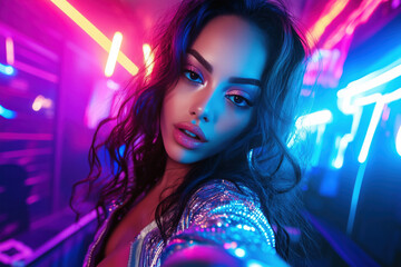 Selfie Photo Young Hispanic Woman