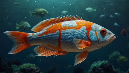 Naklejka premium Beautiful Golden Fish in Sea tank