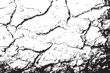 Grunge Stone Texture with Cracks, Veins, and Chips – Black Vector Background
