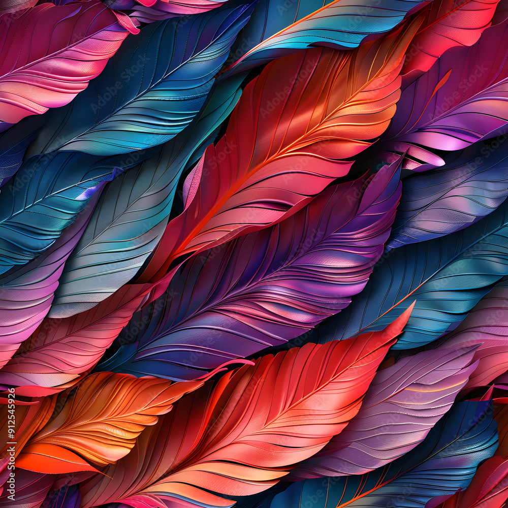 Poster Colorful feather pattern forming abstract background design