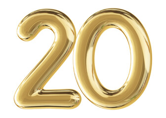 Gold 3D Number 20