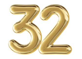 Gold 3D Number 32
