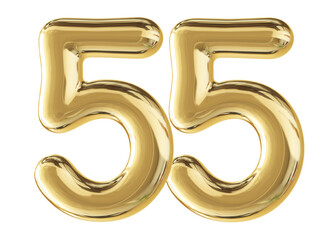 Gold 3D Number 55