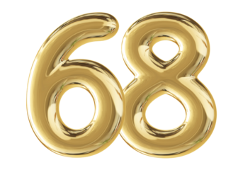 Gold 3D Number 68
