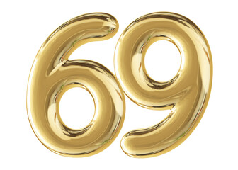 Gold 3D Number 69
