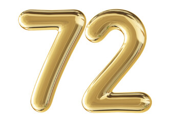 Gold 3D Number 72