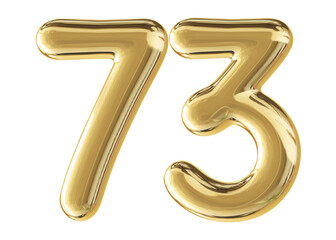 Gold 3D Number 73