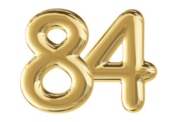 Gold 3D Number 84