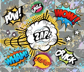 Comic cartoon wallpaper. Retro, vintage elements. 