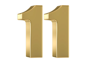 Gold 3D Number 11