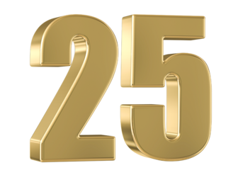 Gold 3D Number 25