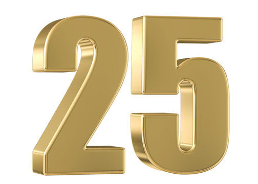 Gold 3D Number 25