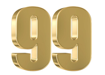 Gold 3D Number 99