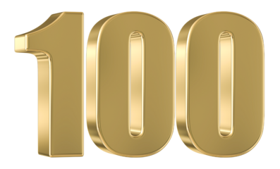 Gold 3D Number 100