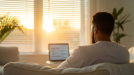 A patient participates in a telehealth consultation, showcasing the integration of technology in home care settings for improved health management and accessibility.
