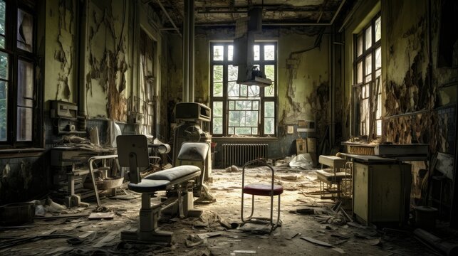 Interior of abandoned Victorian hospital