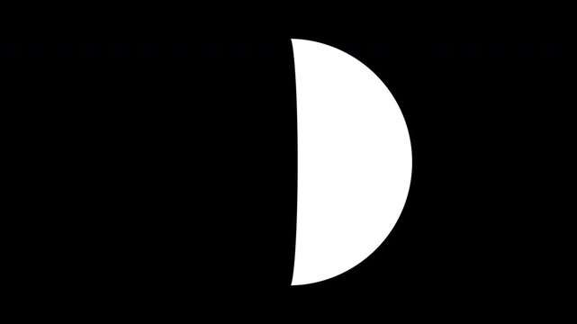 Moon phases black and white vector silhouette moon icon animation loop.