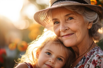 A woman and a little girl are hugging each other