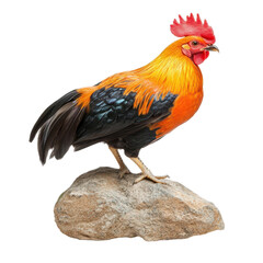 Fototapeta premium Andean Cock of the Rock Perched on a Rock Against a White Background