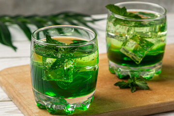 Mint cocktail on a light background