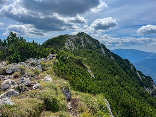 mountain landscape in summer, The ridge of the Piatra CRaiului Mountains, Romania