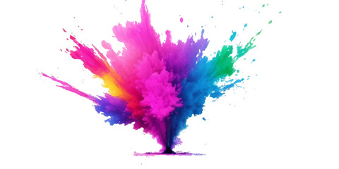 Bright colorful watercolor splash splatter stain brush strokes on white background. Modern vibrant aquarelle spot. Aquarelle explosion on white. Element. Vector watercolor illustration isolated design