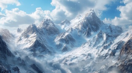Obraz premium The mountains are covered in snow and the sky is clear