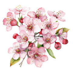 Naklejka premium Bunch of Pink hawthorn flowers Clipart Illustrations
