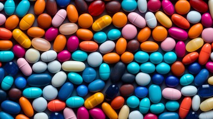 Fototapeta premium Assorted pills and capsules in various hues