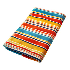 Colorful striped beach towel standing out on a clear background