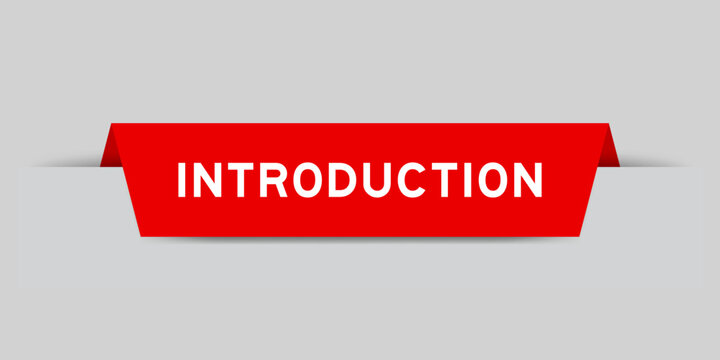 Red color inserted label with word introduction on gray background