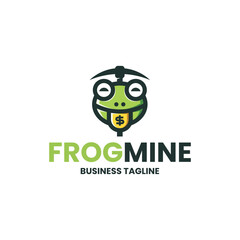 frog miner mascot logo vector
