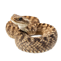Obraz premium Western Diamondback Rattlesnake Coiled on White Background