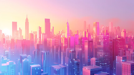 Fototapeta premium Colorful buildings, artistic presentation of modern cities
