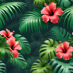Fototapeta premium pattern with red and green leaves