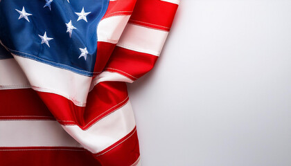 US flag with stars and stripes on a plain background, symbolizing patriotism and national pride.