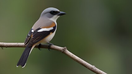 Fototapeta premium Beautiful bird in nature Burmese Shrike Lanius collurioides Generative AI
