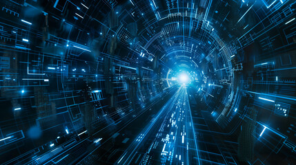 Internet technology and data protection background in blue tones