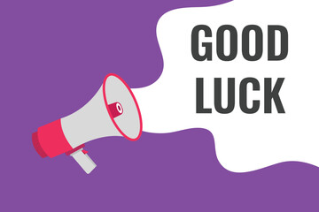 good luck button, banner, label, template for website. good luck text with colorful megaphone icon
