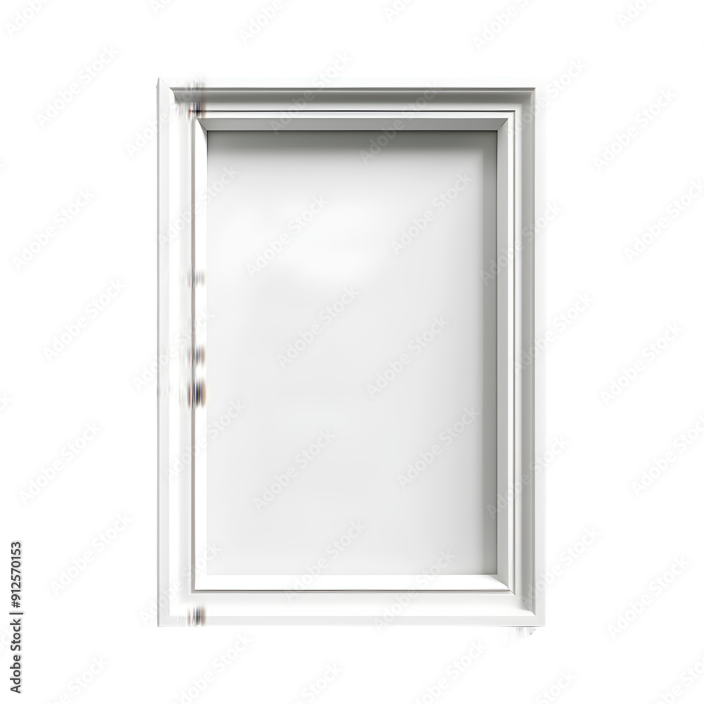 Poster blank white photo frame set against a clear background, perfect for creating digital mockups and sho