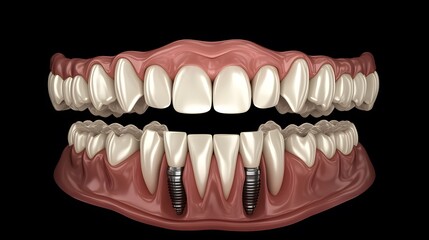 Obraz premium Human teeth and Dental implant. Anatomy of the oral cavity. Stock illustration.