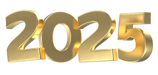 Happy New Year 2025 Gold 3d Render