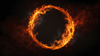 A circle of fire with smoke surrounding it