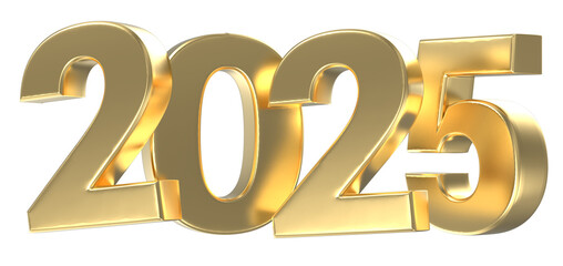 Happy New Year 2025 Gold 3d Render