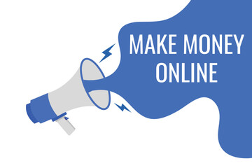 make money online button, banner, label, template for website. make money online text with colorful megaphone icon
