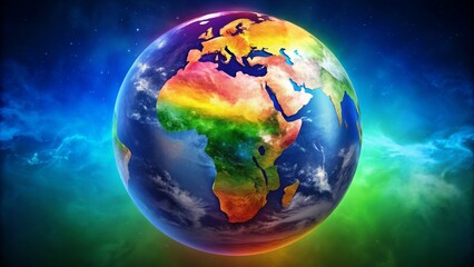 Fototapeta premium Vibrant and diverse planet Earth showcasing colors and pride, colorful, diverse, pride, planet Earth, vibrant, rainbow