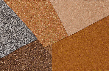 Fototapeta premium texture of four high impact asphalt roof shingles in different tones of brown and gray color