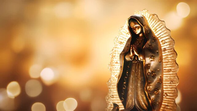 Statue of Saint Mary of Guadalupe (Virgen de Guadalupe) in honor of the celebration of the Mexican holiday of December 12