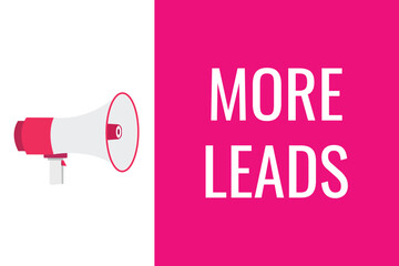 more leads button, banner, label, template for website. more leads text with colorful megaphone icon
