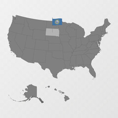 South Dakota state map with flagpole. Vector illustration.